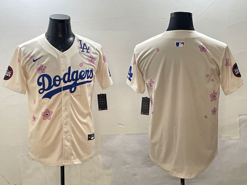Men Los Angeles Dodgers Blank Cream Sakura Edition 2025 Nike MLB Jersey style 5->san francisco giants->MLB Jersey